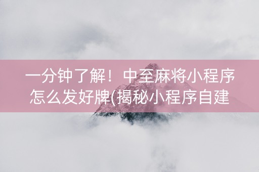一分钟了解！中至麻将小程序怎么发好牌(揭秘小程序自建房怎么赢)