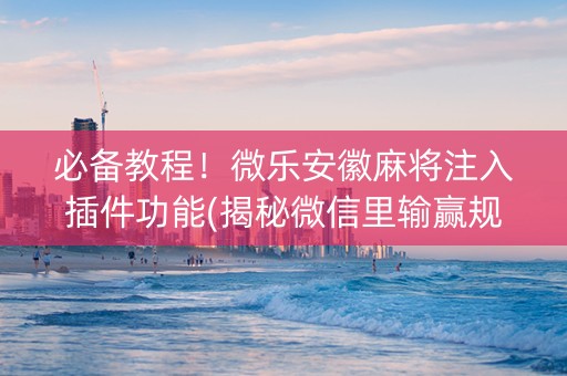 必备教程！微乐安徽麻将注入插件功能(揭秘微信里输赢规律)