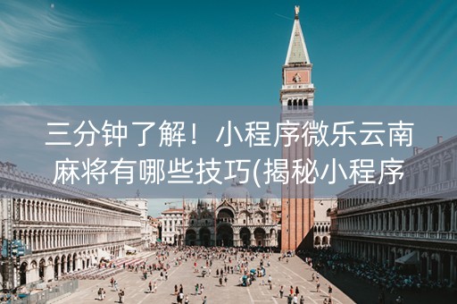 三分钟了解！小程序微乐云南麻将有哪些技巧(揭秘小程序提高赢的概率)