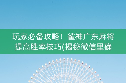玩家必备攻略！雀神广东麻将提高胜率技巧(揭秘微信里确实有猫腻)
