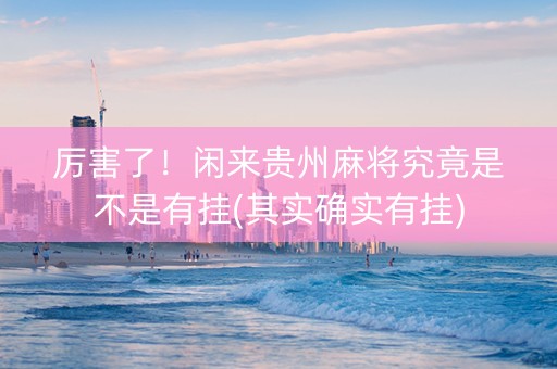厉害了！闲来贵州麻将究竟是不是有挂(其实确实有挂)