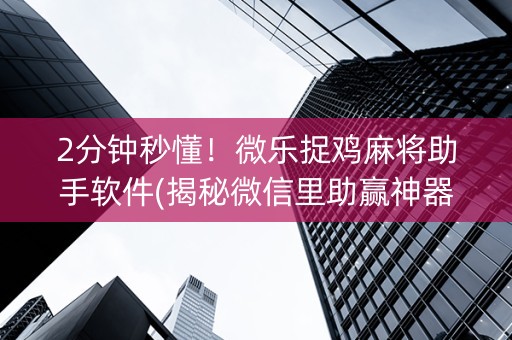 2分钟秒懂！微乐捉鸡麻将助手软件(揭秘微信里助赢神器)