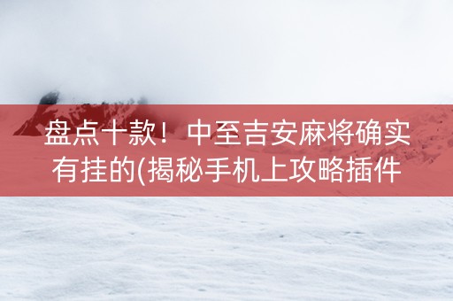 盘点十款！中至吉安麻将确实有挂的(揭秘手机上攻略插件)