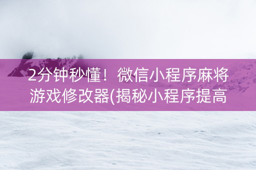 2分钟秒懂！微信小程序麻将游戏修改器(揭秘小程序提高胜率)