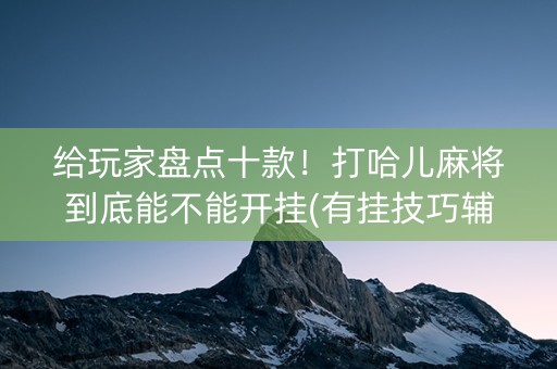 给玩家盘点十款！打哈儿麻将到底能不能开挂(有挂技巧辅助器)