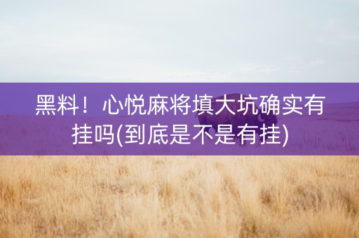 黑料！心悦麻将填大坑确实有挂吗(到底是不是有挂)