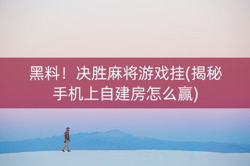 黑料！决胜麻将游戏挂(揭秘手机上自建房怎么赢)