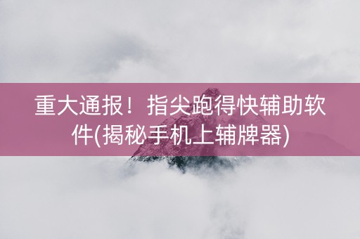 重大通报！指尖跑得快辅助软件(揭秘手机上辅牌器)