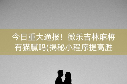 今日重大通报！微乐吉林麻将有猫腻吗(揭秘小程序提高胜率)