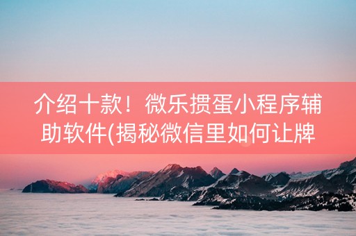 介绍十款！微乐掼蛋小程序辅助软件(揭秘微信里如何让牌变好)