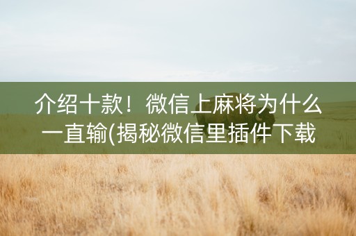 介绍十款！微信上麻将为什么一直输(揭秘微信里插件下载)
