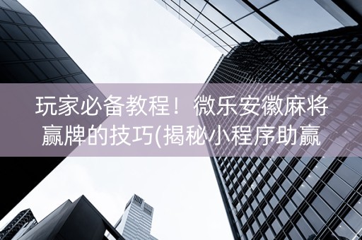 玩家必备教程！微乐安徽麻将赢牌的技巧(揭秘小程序助赢软件)