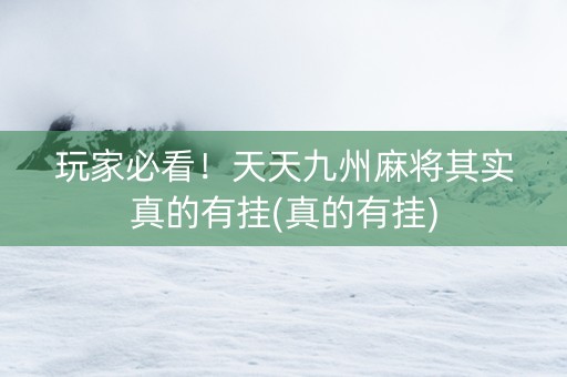 玩家必看！天天九州麻将其实真的有挂(真的有挂)