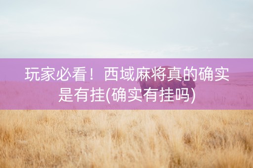 玩家必看！西域麻将真的确实是有挂(确实有挂吗)