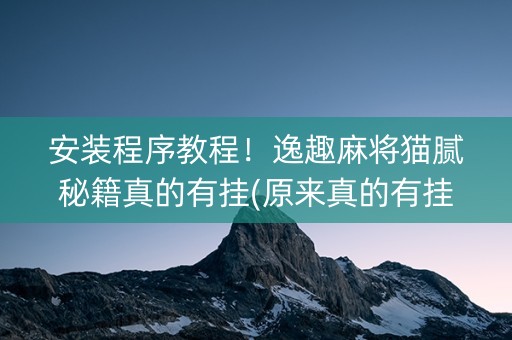 安装程序教程！逸趣麻将猫腻秘籍真的有挂(原来真的有挂)