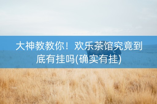 大神教教你！欢乐茶馆究竟到底有挂吗(确实有挂)