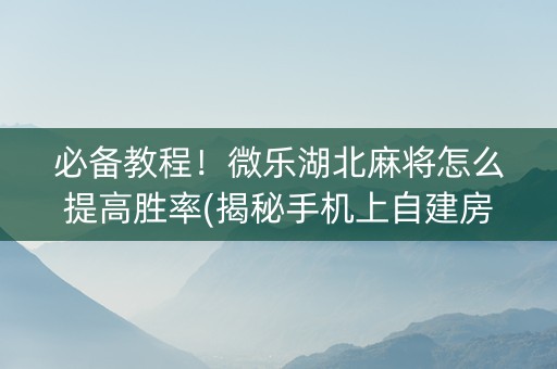 必备教程！微乐湖北麻将怎么提高胜率(揭秘手机上自建房怎么赢)
