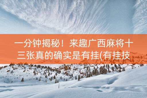 一分钟揭秘！来趣广西麻将十三张真的确实是有挂(有挂技巧辅助器)