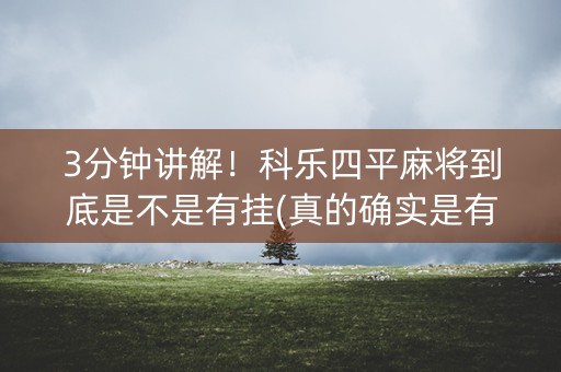 3分钟讲解！科乐四平麻将到底是不是有挂(真的确实是有挂)