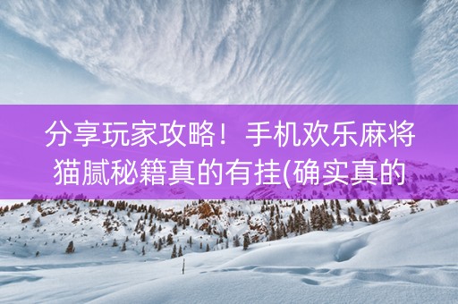 分享玩家攻略！手机欢乐麻将猫腻秘籍真的有挂(确实真的有挂)