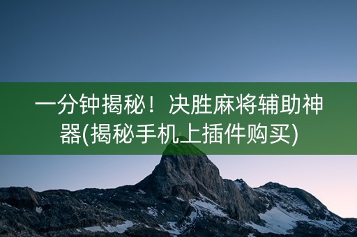 一分钟揭秘！决胜麻将辅助神器(揭秘手机上插件购买)