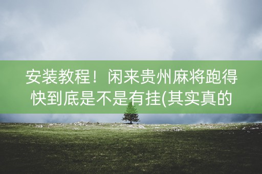 安装教程！闲来贵州麻将跑得快到底是不是有挂(其实真的有挂)