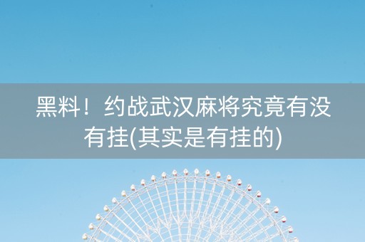 黑料！约战武汉麻将究竟有没有挂(其实是有挂的)