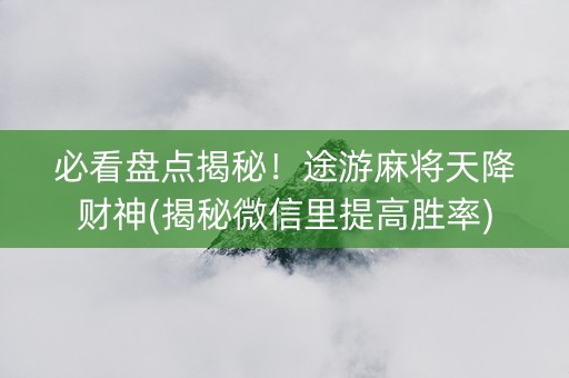 必看盘点揭秘！途游麻将天降财神(揭秘微信里提高胜率)