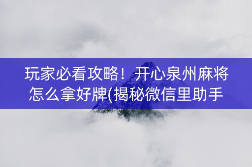 玩家必看攻略！开心泉州麻将怎么拿好牌(揭秘微信里助手软件)