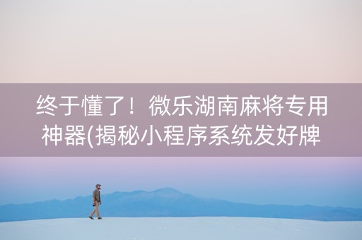 终于懂了！微乐湖南麻将专用神器(揭秘小程序系统发好牌)