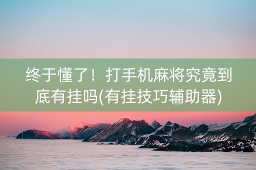 终于懂了！打手机麻将究竟到底有挂吗(有挂技巧辅助器)