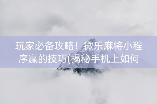 玩家必备攻略！微乐麻将小程序赢的技巧(揭秘手机上如何让牌变好)