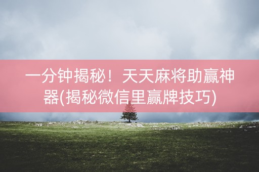 一分钟揭秘！天天麻将助赢神器(揭秘微信里赢牌技巧)
