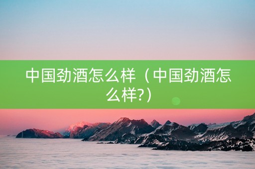 中国劲酒怎么样（中国劲酒怎么样?）