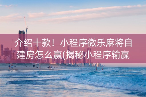 介绍十款！小程序微乐麻将自建房怎么赢(揭秘小程序输赢技巧)