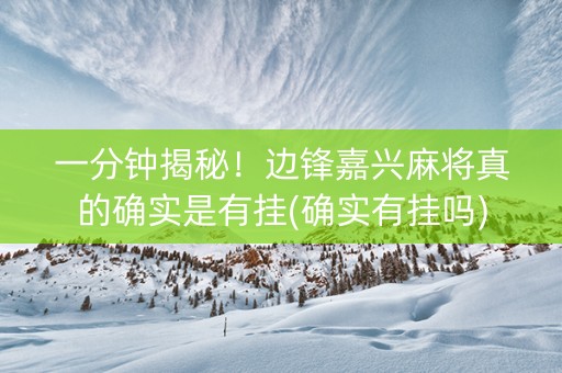 一分钟揭秘！边锋嘉兴麻将真的确实是有挂(确实有挂吗)
