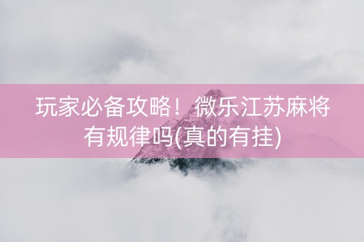 玩家必备攻略！微乐江苏麻将有规律吗(真的有挂)