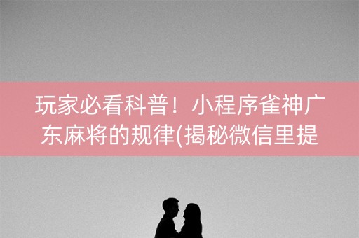 玩家必看科普！小程序雀神广东麻将的规律(揭秘微信里提高赢的概率)