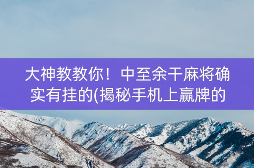 大神教教你！中至余干麻将确实有挂的(揭秘手机上赢牌的技巧)