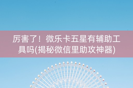 厉害了！微乐卡五星有辅助工具吗(揭秘微信里助攻神器)