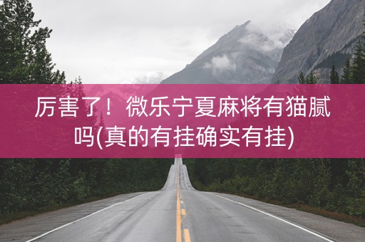 厉害了！微乐宁夏麻将有猫腻吗(真的有挂确实有挂)