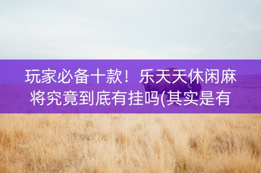 玩家必备十款！乐天天休闲麻将究竟到底有挂吗(其实是有挂确实有挂)