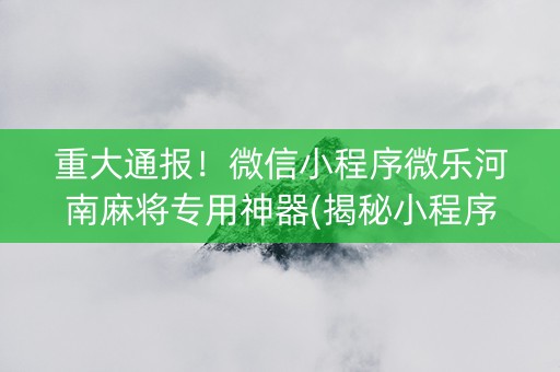 重大通报！微信小程序微乐河南麻将专用神器(揭秘小程序插件免费)