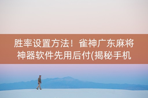 胜率设置方法！雀神广东麻将神器软件先用后付(揭秘手机上如何让牌变好)
