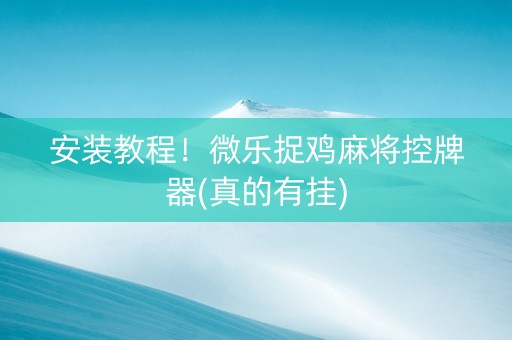 安装教程！微乐捉鸡麻将控牌器(真的有挂)