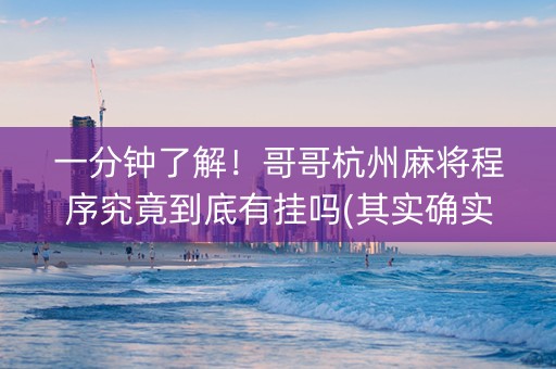 一分钟了解！哥哥杭州麻将程序究竟到底有挂吗(其实确实有挂)