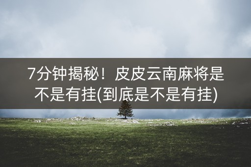 7分钟揭秘！皮皮云南麻将是不是有挂(到底是不是有挂)