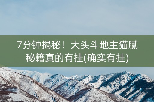 7分钟揭秘！大头斗地主猫腻秘籍真的有挂(确实有挂)