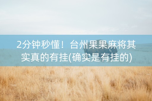 2分钟秒懂！台州果果麻将其实真的有挂(确实是有挂的)