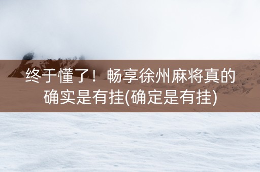 终于懂了！畅享徐州麻将真的确实是有挂(确定是有挂)